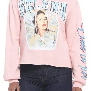 Selena Como La Flor Pastel Pink Crop Hoodie XS